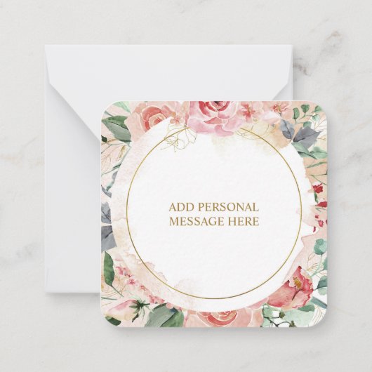 Elegant aangepast pastel floral roos "Dank u wel" Notitiekaartje (Achterkant)