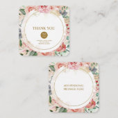 Elegant aangepast pastel floral roos "Dank u wel" Notitiekaartje (Voorkant / Achterkant)