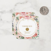 Elegant aangepast pastel floral roos "Dank u wel" Notitiekaartje (Voorkant / Achterkant in situ)