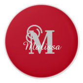 Elegant aangepast rood Initiaal en naam Keramische Knop (Voorkant)