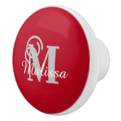 Elegant aangepast rood Initiaal en naam Keramische Knop (Rechts)