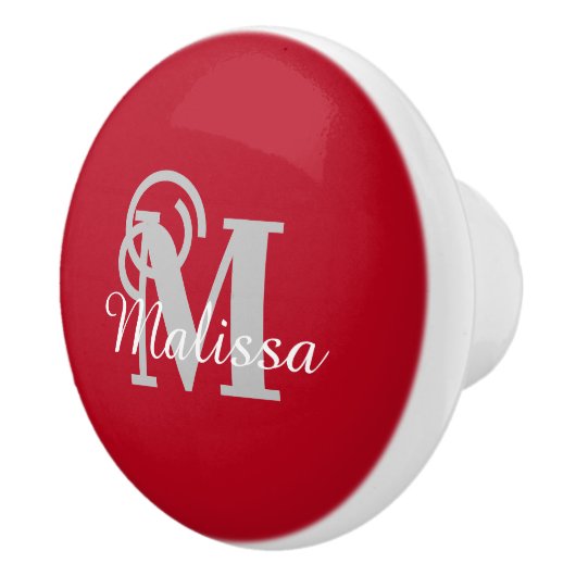 Elegant aangepast rood Initiaal en naam Keramische Knop (Rechts)