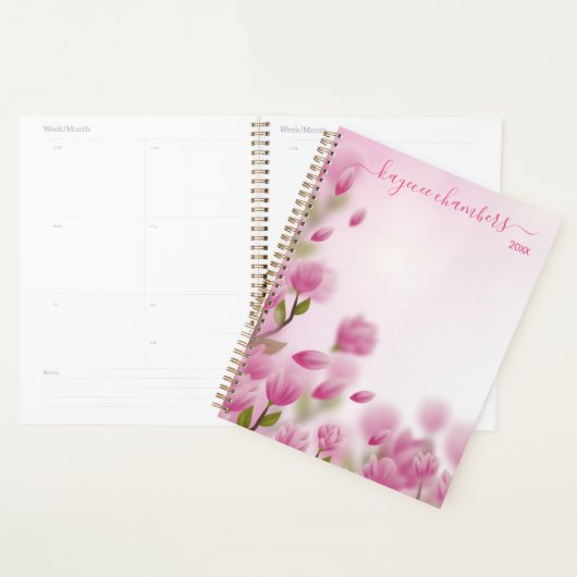 Elegant aangepast roze bloemen planner (Display)