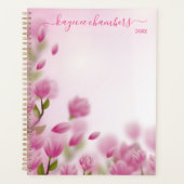 Elegant aangepast roze bloemen planner (Voorkant)