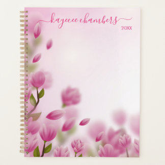Elegant aangepast roze bloemen planner