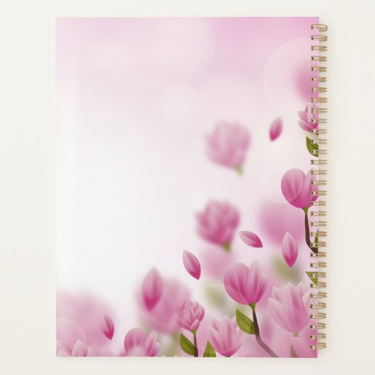 Elegant aangepast roze bloemen planner (Achterkant)