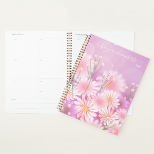 Elegant, aangepast roze en witte bloemen Aangepast Planner (Display)