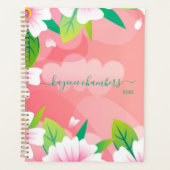 Elegant, aangepast roze en witte bloemen Aangepast Planner (Voorkant)