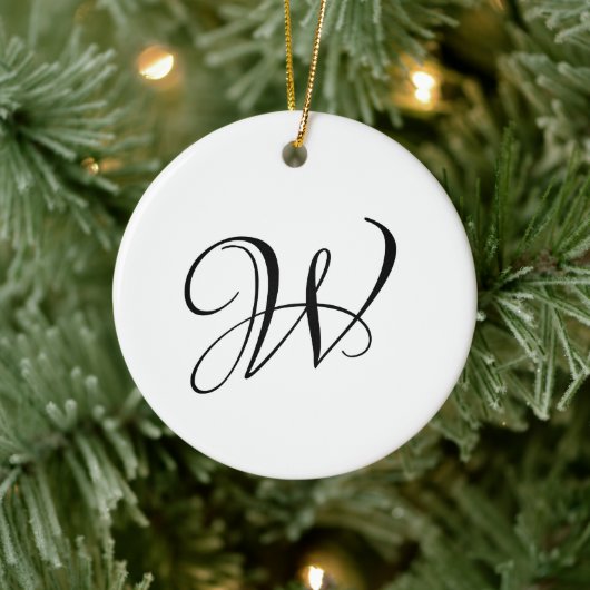 Elegant aangepast script monogram initiaal Kerstmi Keramisch Ornament (Boom)