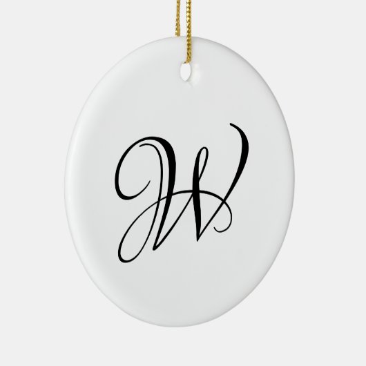 Elegant aangepast script monogram initiaal Kerstmi Keramisch Ornament (Rechts)