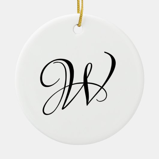 Elegant aangepast script monogram initiaal Kerstmi Keramisch Ornament (Voorkant)