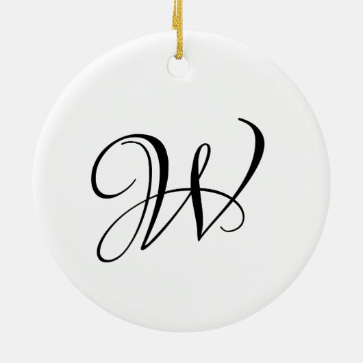 Elegant aangepast script monogram initiaal Kerstmi Keramisch Ornament (Achterkant)