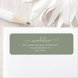 Elegant aangepast script Sage Green Name Address Etiket