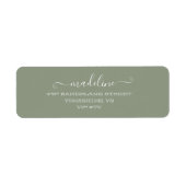 Elegant aangepast script Sage Green Name Address Etiket (Voorkant)