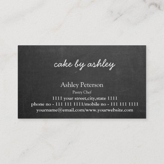Elegant aangepast taartontwerp Decorating Blackboa Visitekaartje (Achterkant)