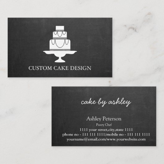 Elegant aangepast taartontwerp Decorating Blackboa Visitekaartje (Voorkant / Achterkant)