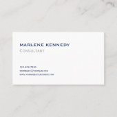 Elegant Aangepast Zilver Monogram Marine Blauw Bed Visitekaartje (Voorkant)