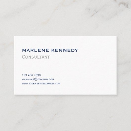 Elegant Aangepast Zilver Monogram Marine Blauw Bed Visitekaartje (Voorkant)