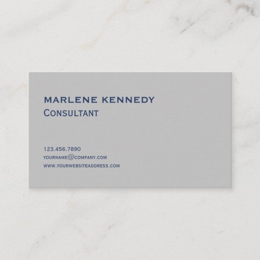 Elegant Aangepast Zilver Monogram Marine Blauw Bed Visitekaartje (Voorkant)