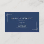 Elegant Aangepast Zilver Monogram Marine Blauw Bed Visitekaartje (Voorkant)