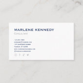 Elegant Aangepast Zilver Monogram Marine Blauw Bed Visitekaartje (Voorkant)