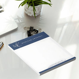 Elegant Aangepast Zilver Monogram Marine Blauw Notitieblok