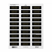 Elegant aangepast zwart goudretouradres labels (Full Sheet)