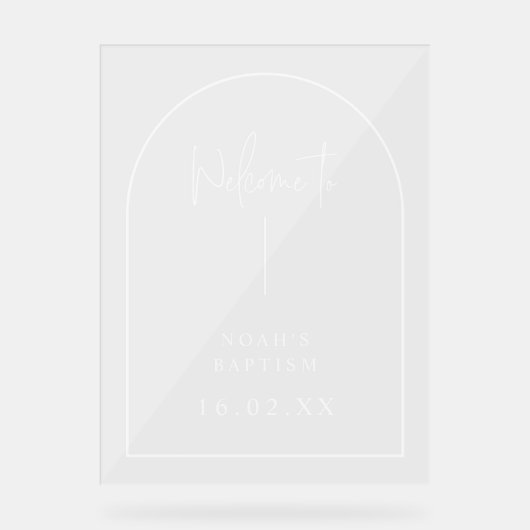 Elegant aangepaste acryl doop teken gepersonalisee bord (Voorkant)