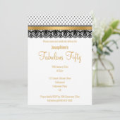 ELEGANT AANGEPASTE FABULOUS BIJ 50 GOUD LACE KAART (Staand voorkant)