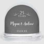 Elegant Aangepaste Foto Gift 25ste bruiloft Jubile Sneeuwbol (Achterkant)