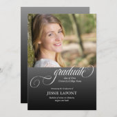 Elegant aangepaste foto kalligrafie Afstuderen Aankondiging (Voorkant / Achterkant)