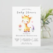 Elegant aangepaste Giraffe Baby shower Kaart (Staand voorkant)