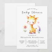 Elegant aangepaste Giraffe Baby shower Kaart (Voorkant / Achterkant)