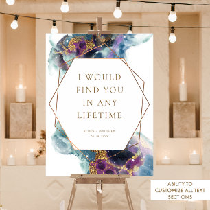 Elegant aangepaste liefdescitaat, Hemels trouwbord Poster