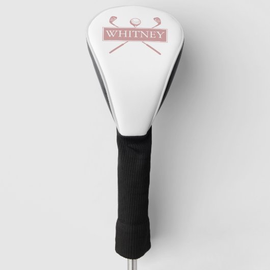 Elegant aangepaste naam clubs en bal stoffige Roos Golfheadcover (Voorkant)