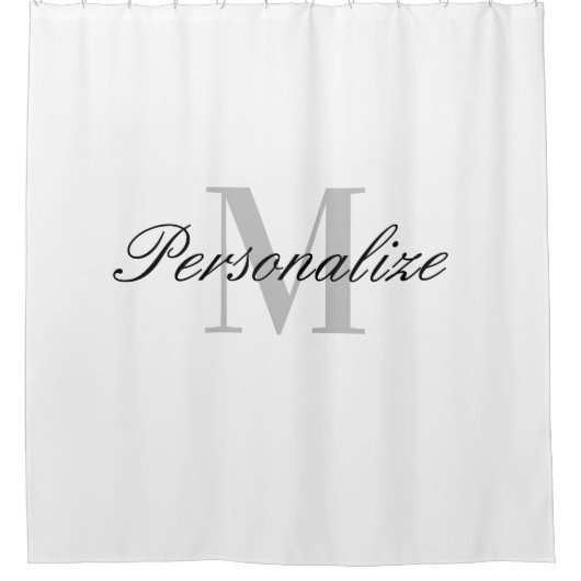 Elegant aangepaste naam monogram zwart-wit douchegordijn (Voorkant)