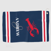 Elegant aangepaste naam red lobster golfcadeau golfhanddoek (Horizontaal)