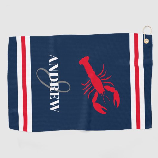 Elegant aangepaste naam red lobster golfcadeau golfhanddoek (Horizontaal)
