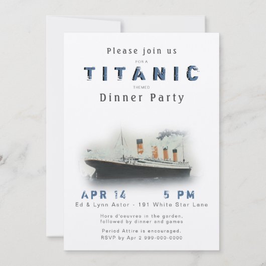 Elegant Aangepaste Tekst Titanic Uitnodiging (Achterkant)