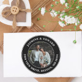 Elegant aangepaste trouwfoto retouradres ronde sticker