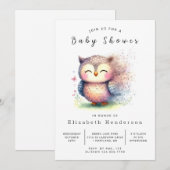 Elegant aangepaste uil Baby shower Kaart (Voorkant / Achterkant)