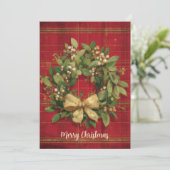 Elegant aanpasbaar kerstkransontwerp kaart (Staand voorkant)