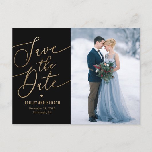 Elegant aanraakgevoelige KLEUR Sla de datum op Briefkaart (Voorkant)