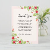 Elegant aardbei Baby shower Bedankkaart (Staand voorkant)