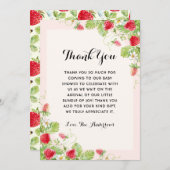 Elegant aardbei Baby shower Bedankkaart (Voorkant / Achterkant)