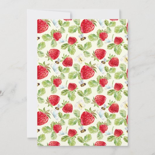 Elegant aardbei Baby shower dank u kaart (Achterkant)