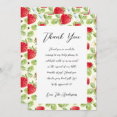 Elegant aardbei Baby shower dank u kaart (Voorkant / Achterkant)