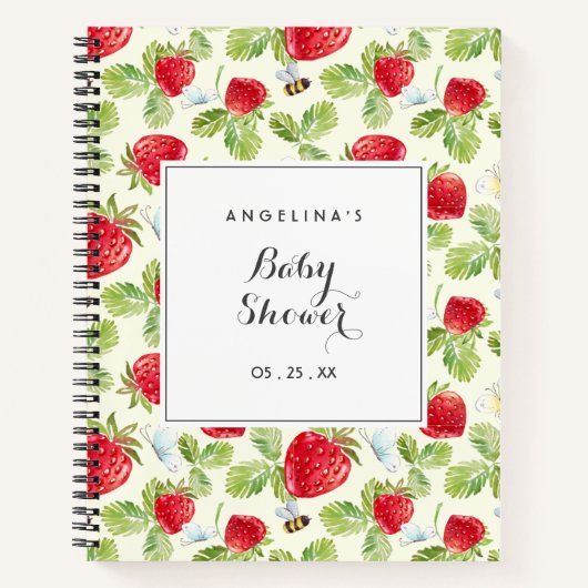 Elegant aardbei Baby shower Gift List Notitieboek (Voorkant)