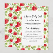 Elegant aardbei Baby shower Kaart (Voorkant / Achterkant)