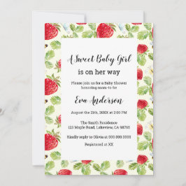 Elegant aardbei Baby shower Kaart